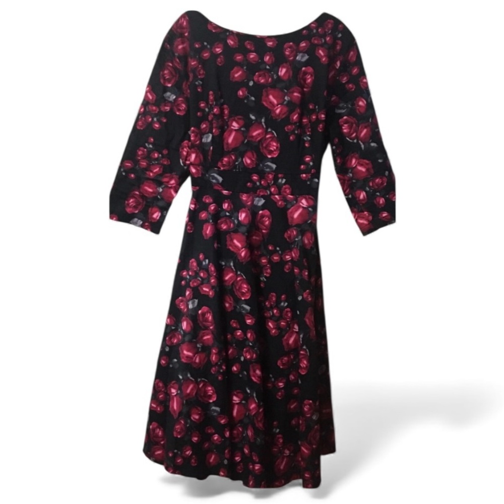 Acevog ~ Women’s ~ Black Dress ~ Large ~ Pink & Red Floral